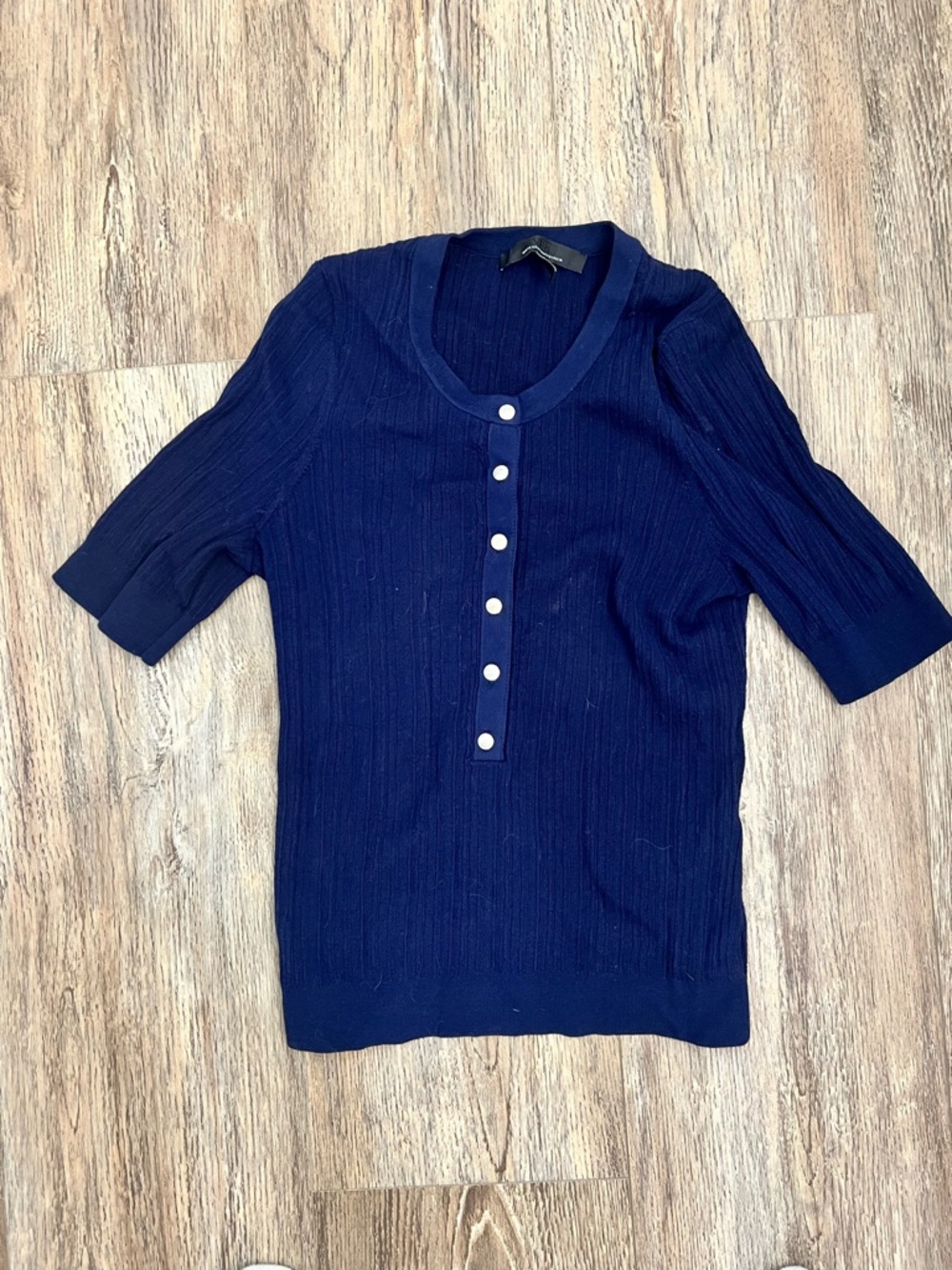 WHBM Navy Blue Blouse w/ Silver Buttons